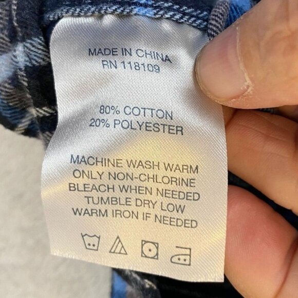 Smiths Workwear Mens Shirt Medium Long Sleeve Blue Plaid Button Up Classic - Picture 6 of 9